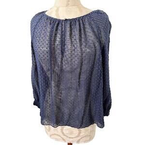 J.Crew Swiss Dot Long Sleeve Sheer Blouse Size 4